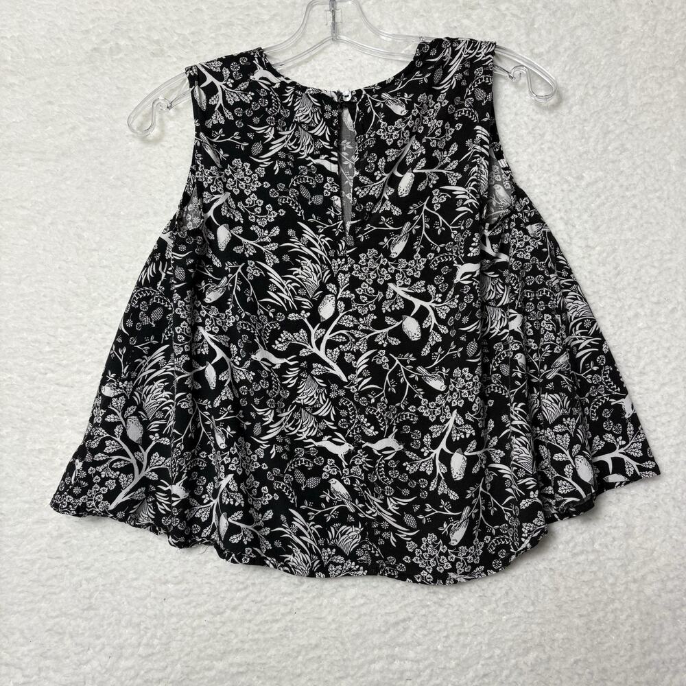 Nature Print Sleeveless Trapeze Blouse Women's Sz XS Black White Floral Old Navy - Picture 2 of 8